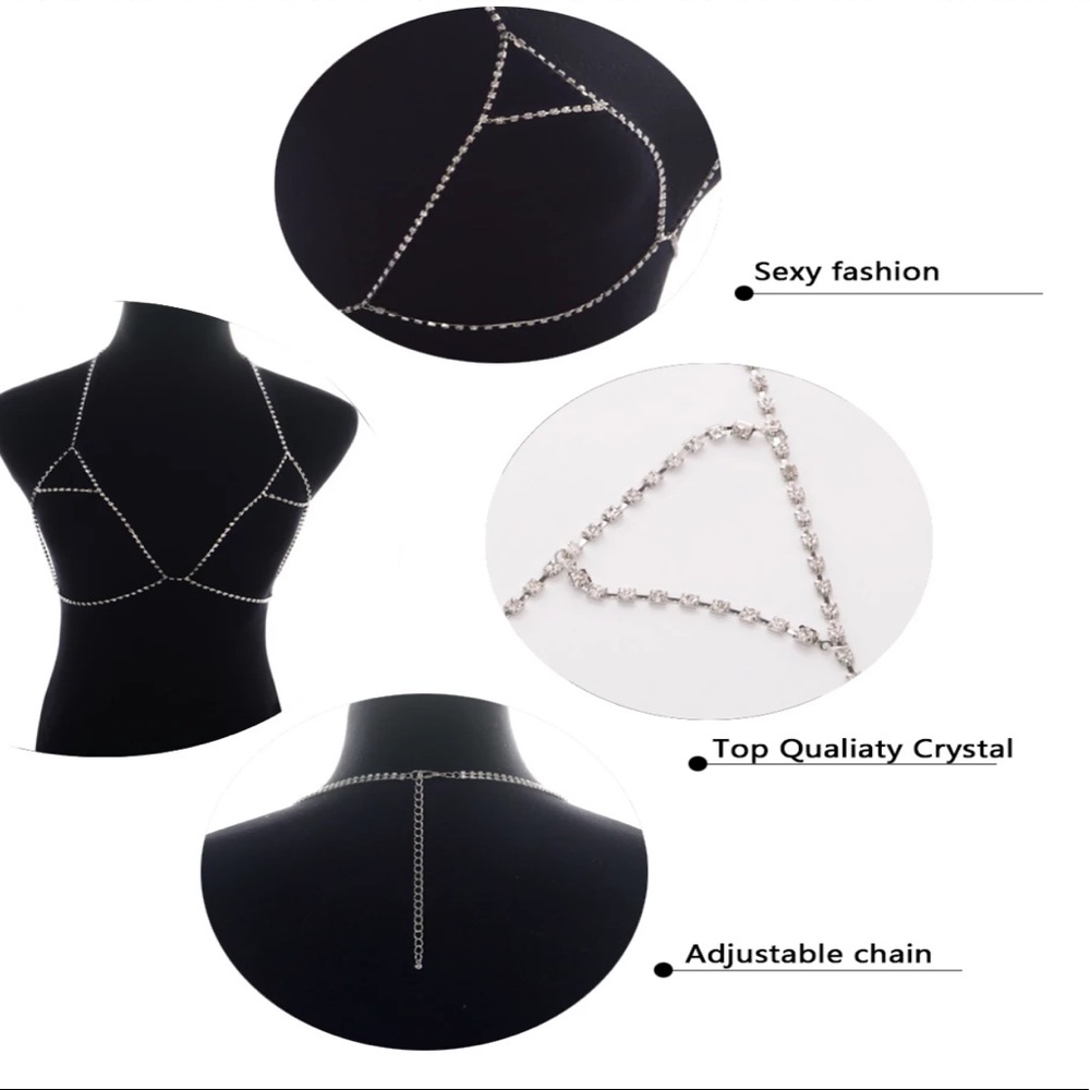 Sexy crystal cage bra harness  Body jewelry gift 2 - Picture 2 of 8